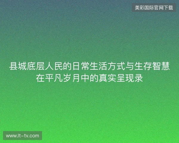 县城底层人民的日常生活方式与生存智慧在平凡岁月中的真实呈现录